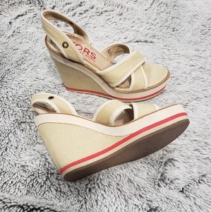 MICHAEL KORS Cream Woven Wedge Sandals